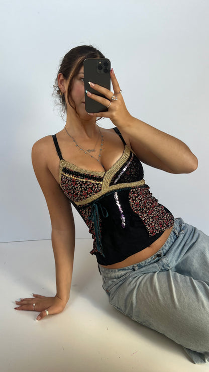 00s navy patchwork cami- size S