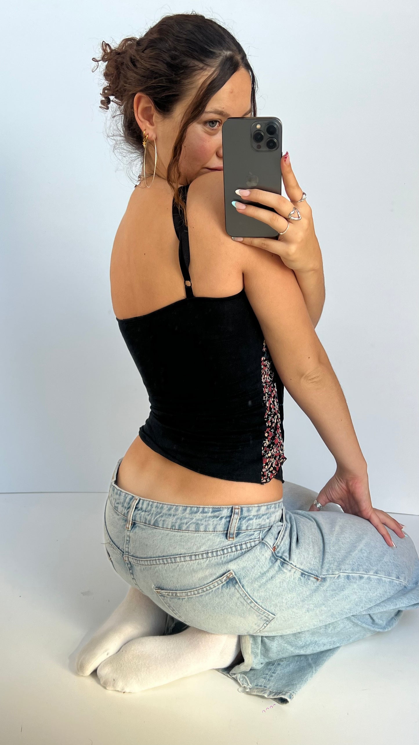00s navy patchwork cami- size S