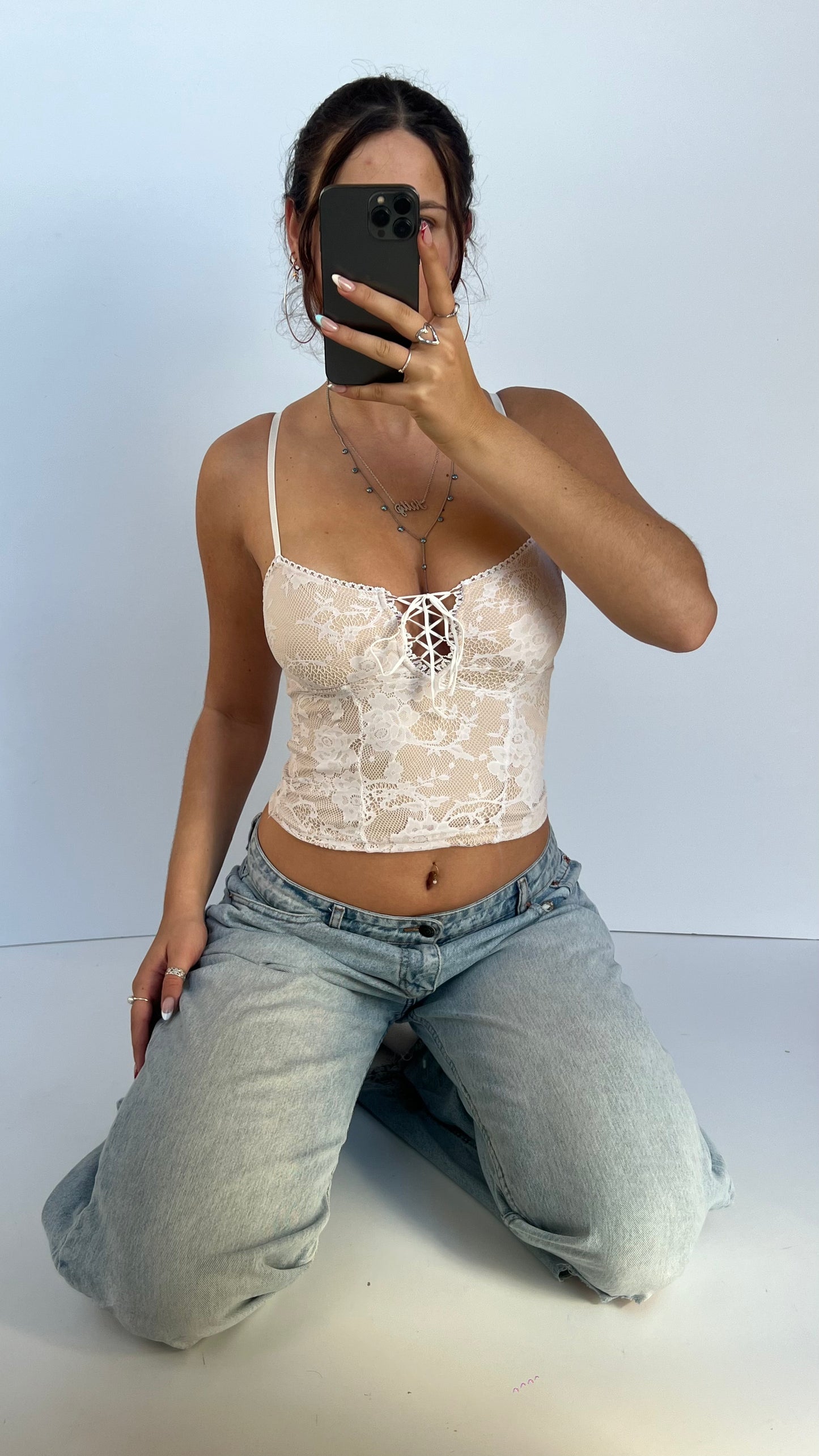 00s white lace cami- size XS