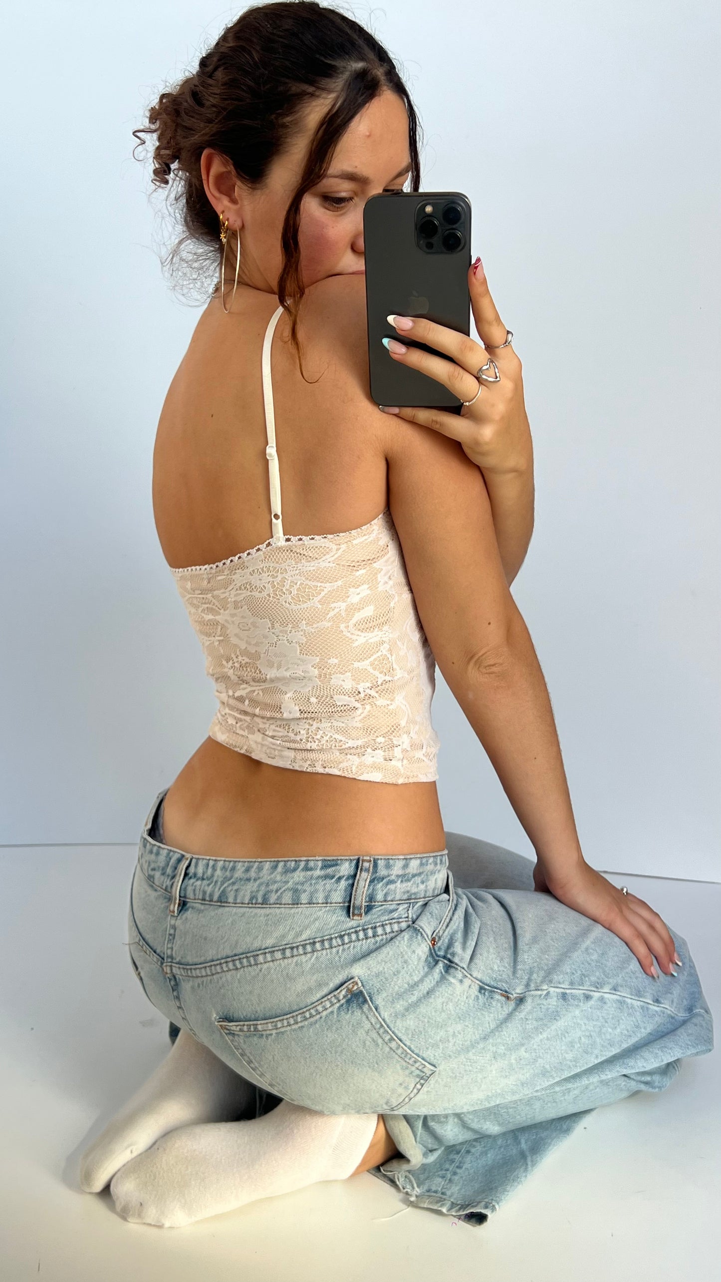 00s white lace cami- size XS