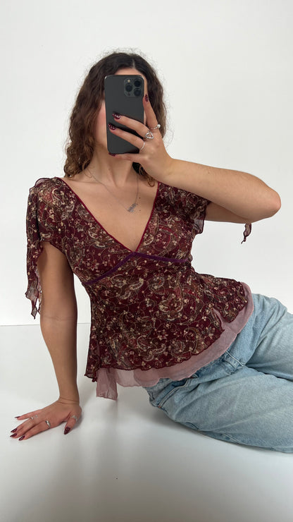 00s backless pink lace top- size S