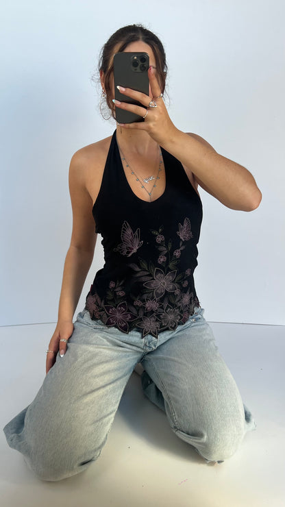 00s black butterfly cami- size M
