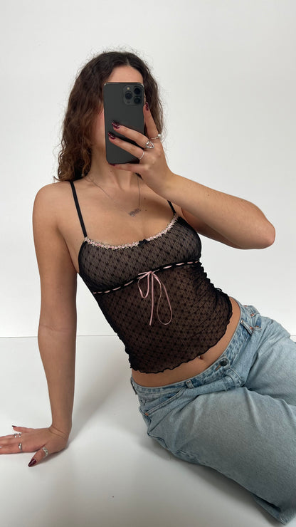 00s black mesh cami- size XS