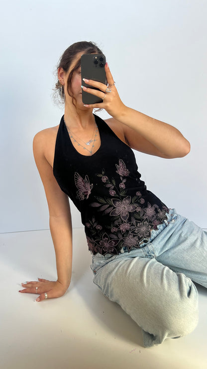 00s black butterfly cami- size M