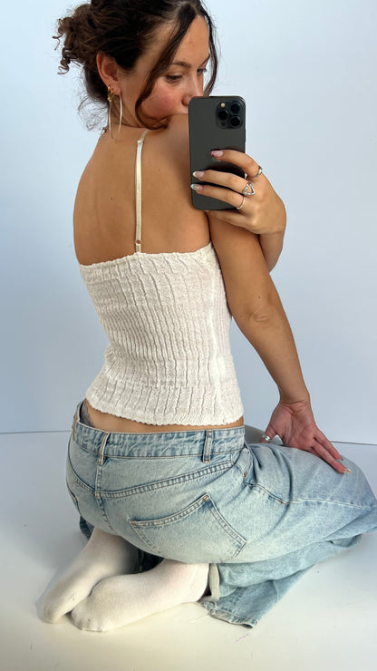 00s white knit cami- size S