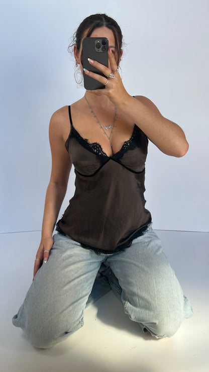 00s brown silk cami- size S