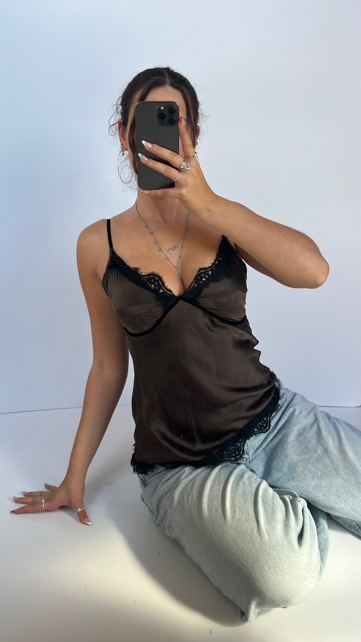 00s brown silk cami- size S