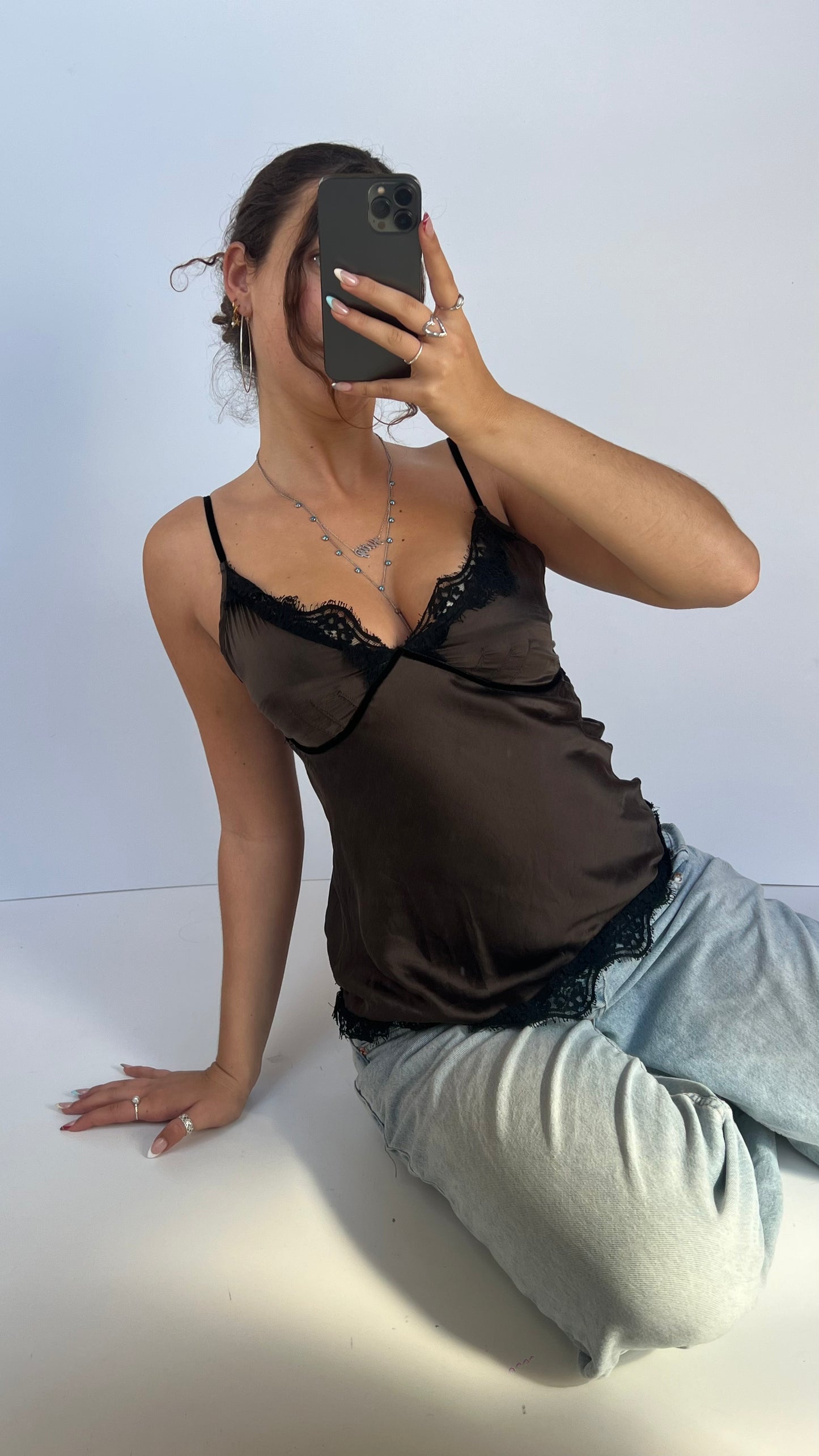 00s brown silk cami- size S