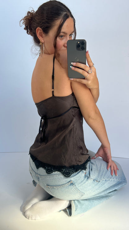 00s brown silk cami- size S