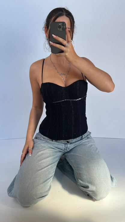 00s black corset cami- size S