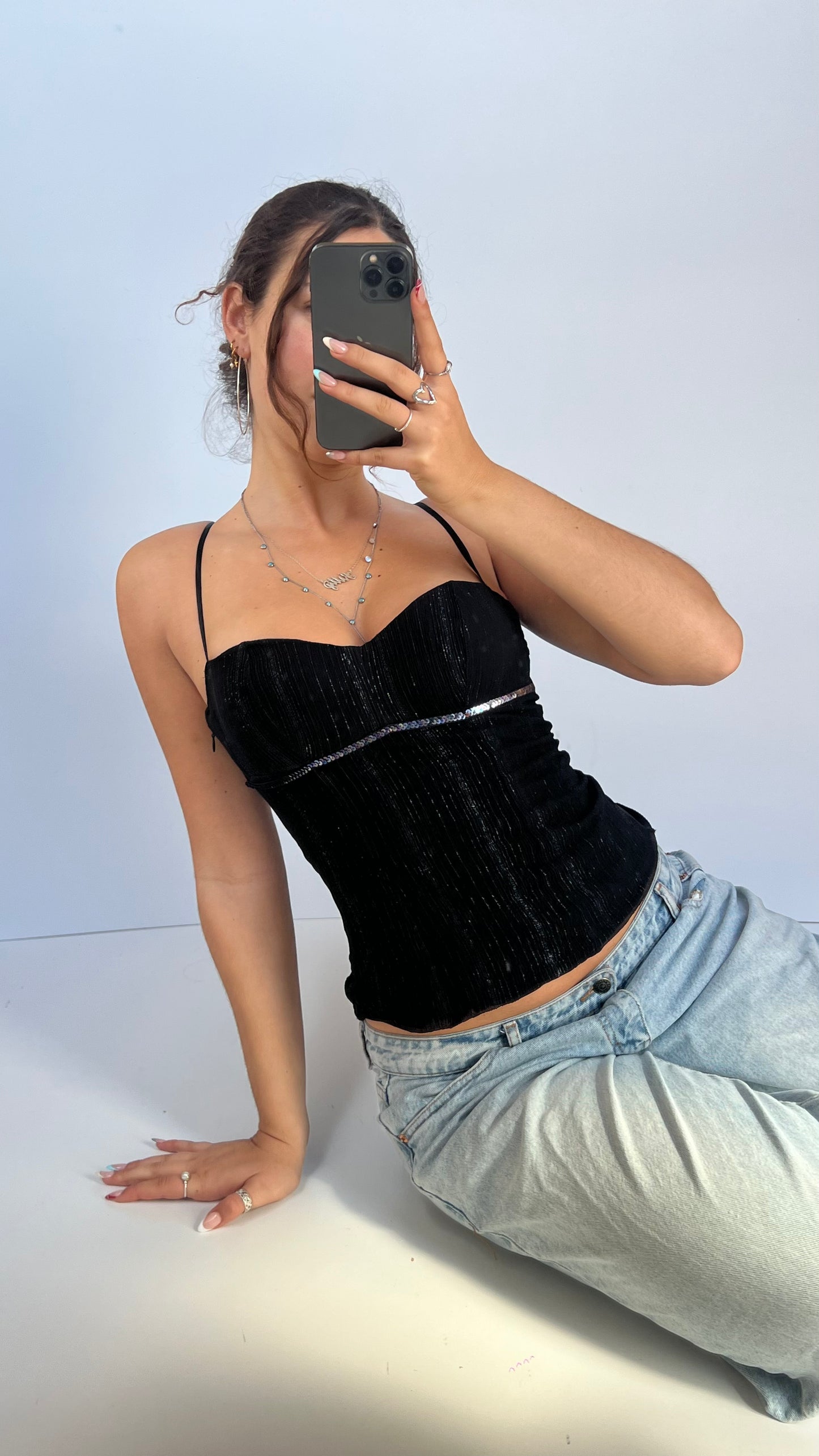 00s black corset cami- size S