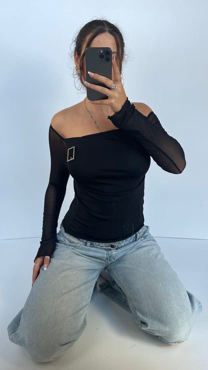 00s black mesh top- size S/M