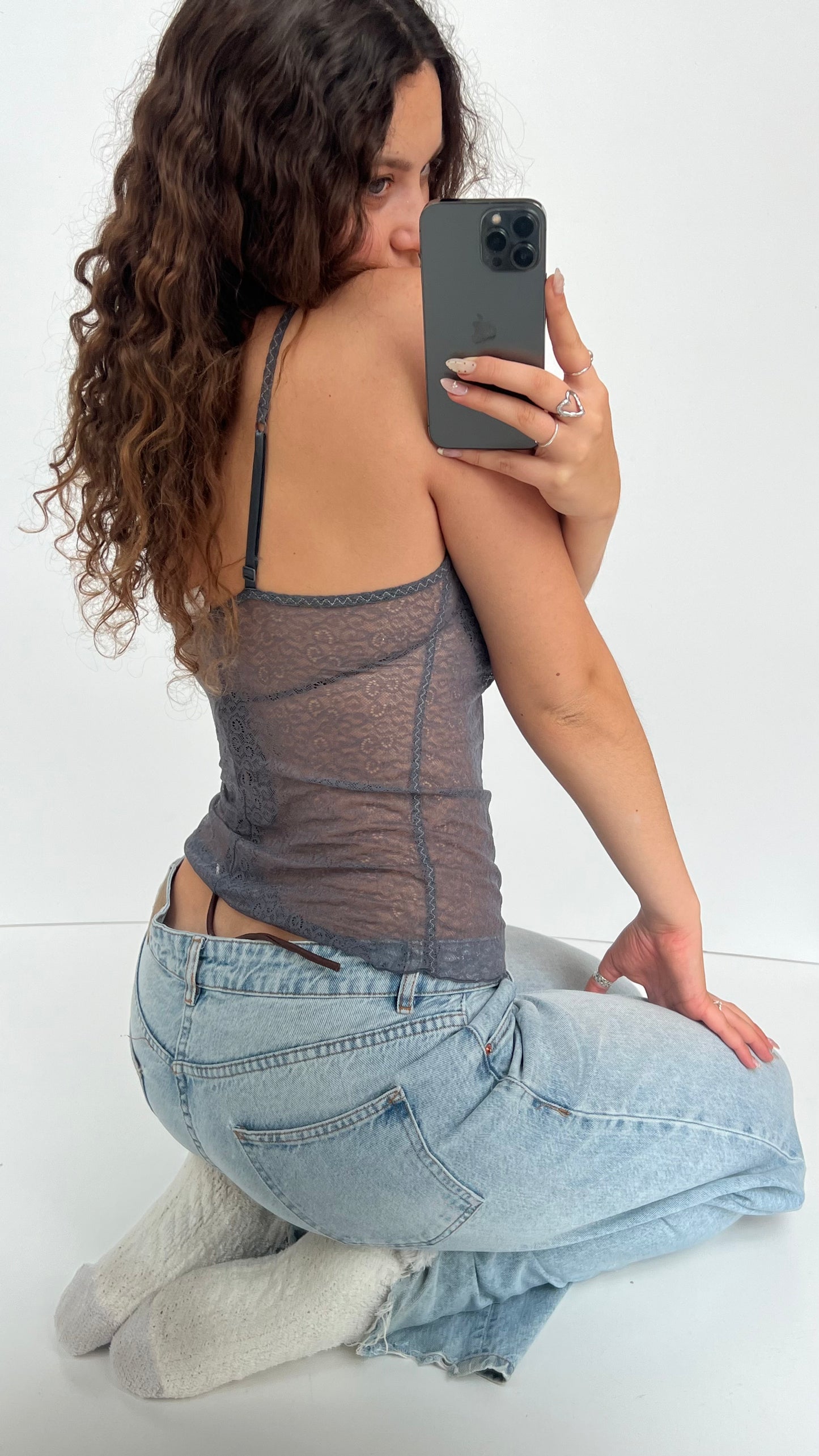 00s grey lace cami- size M