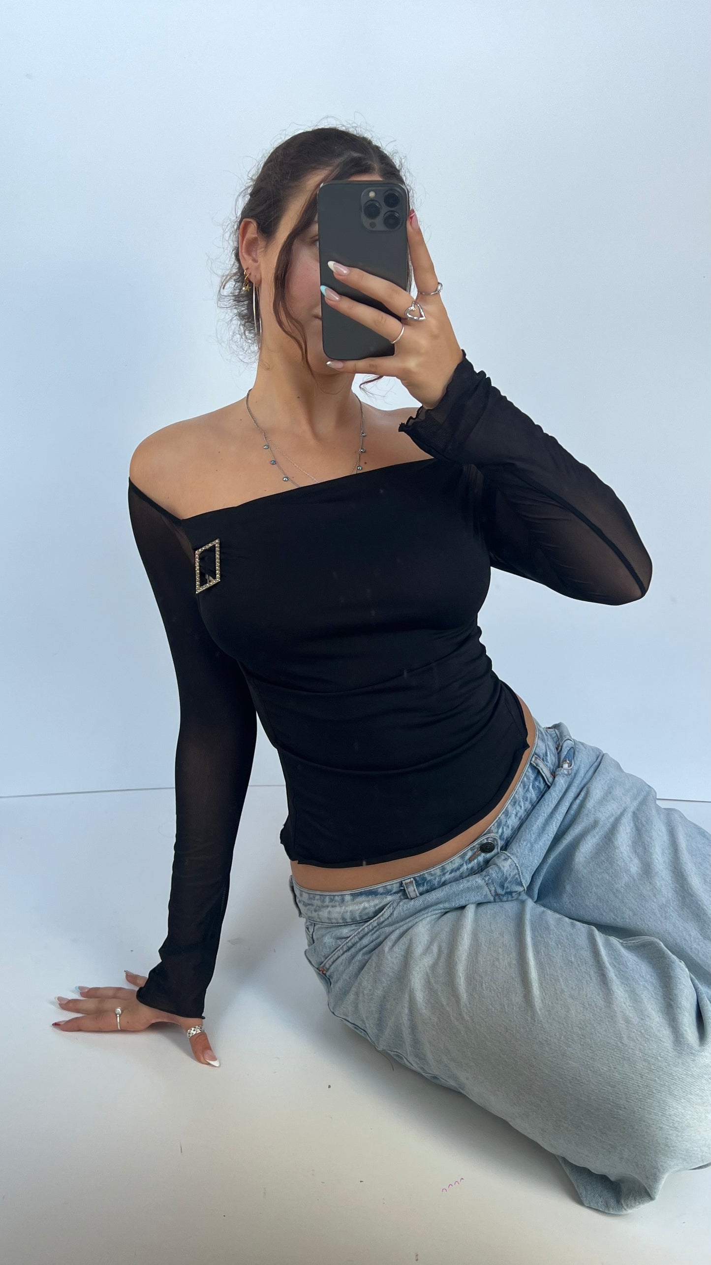 00s black mesh top- size S/M