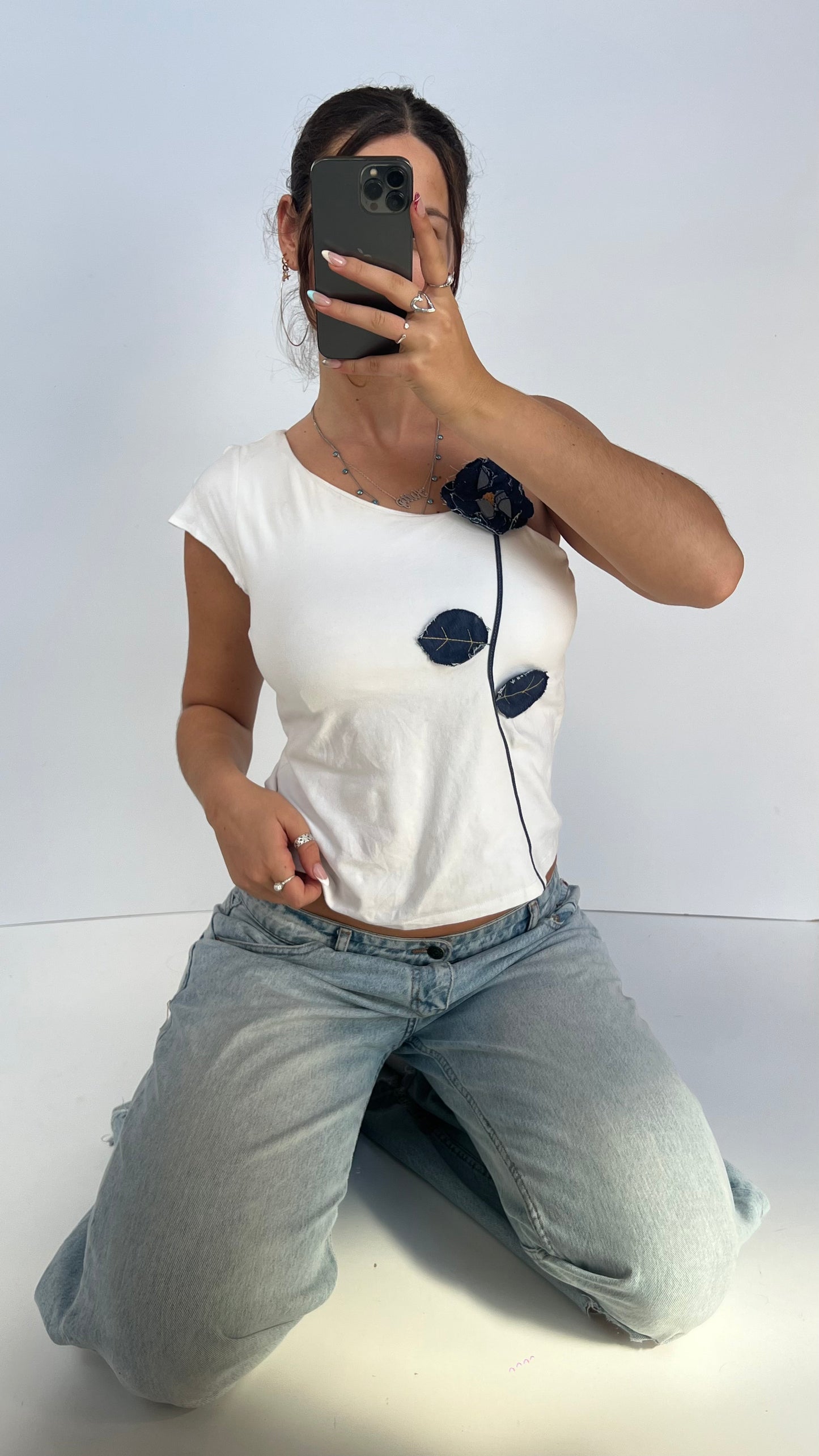 00s white one shoulder top- size L