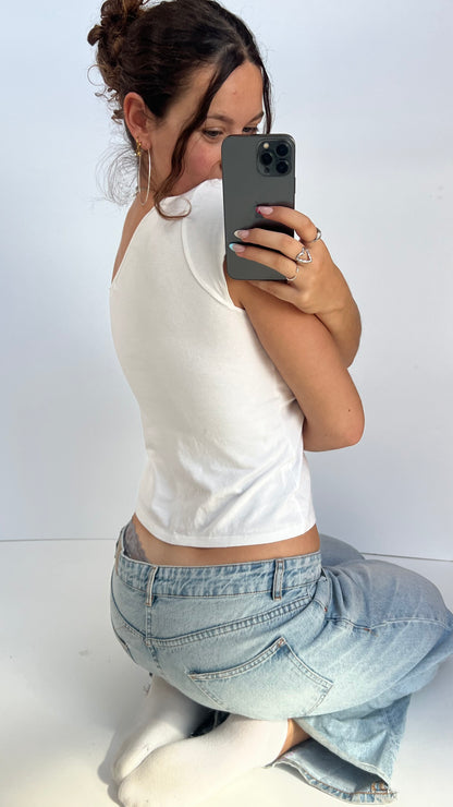 00s white one shoulder top- size L