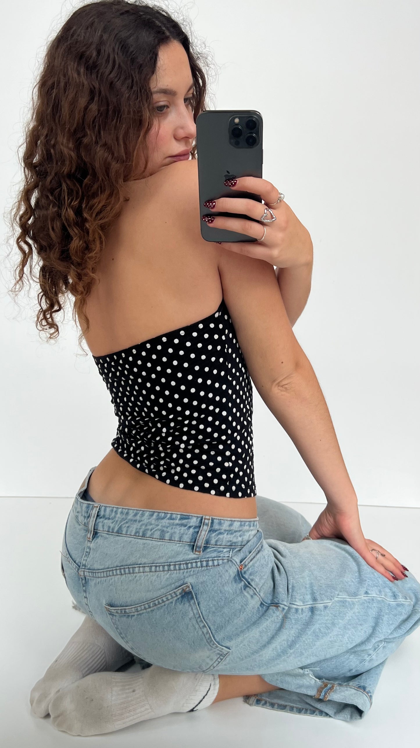 00s black polka dot cami- size S