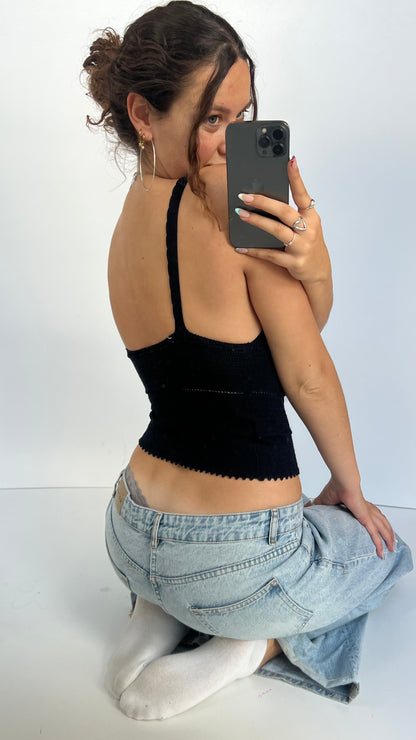 00s black knit cami- size S