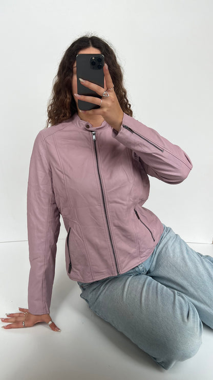 00s purple leather jacket- size L
