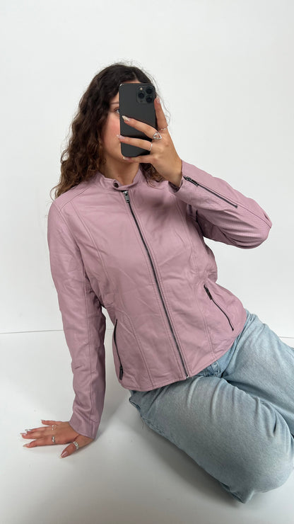 00s purple leather jacket- size L