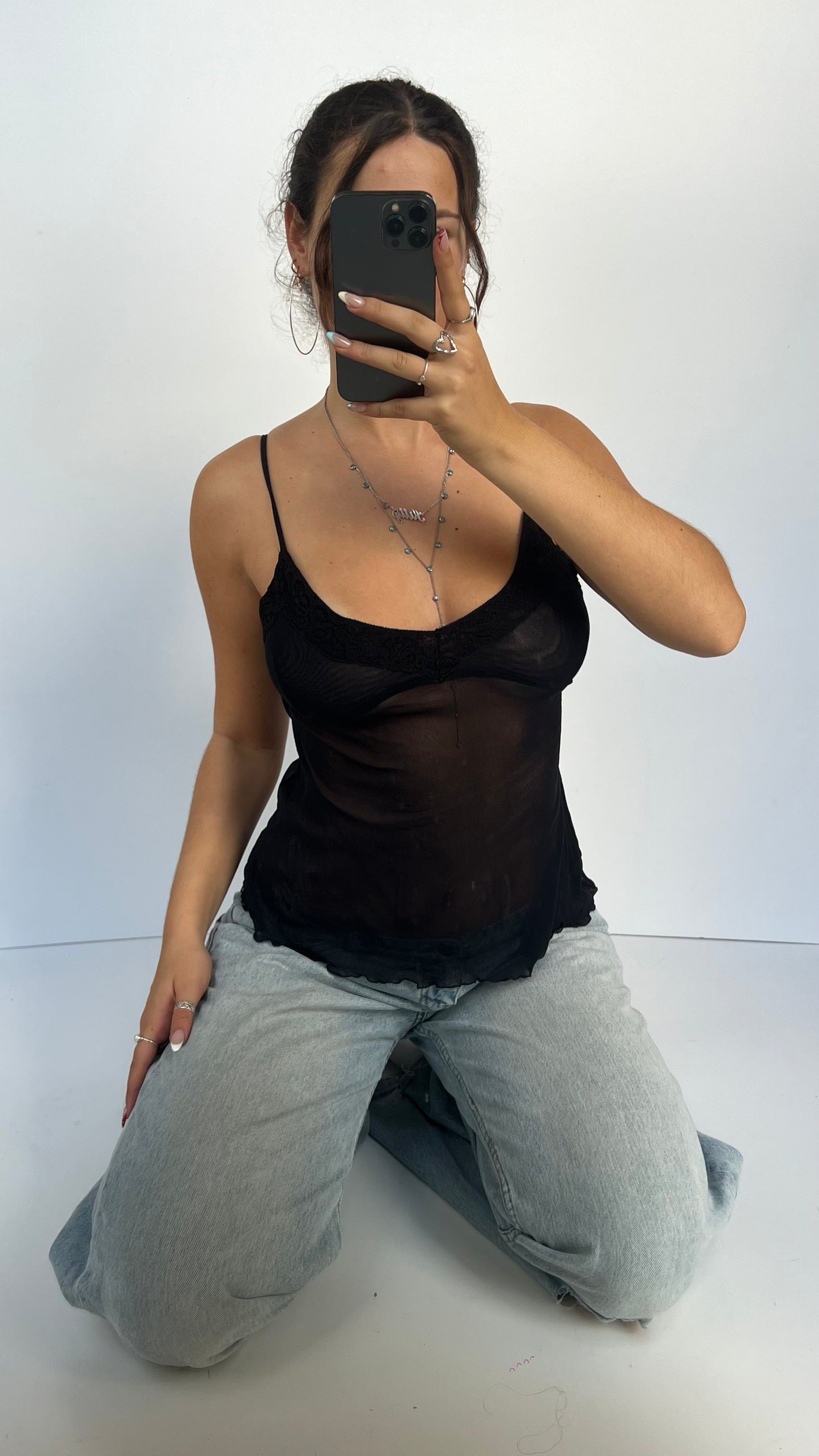 00s black mesh cami- size M