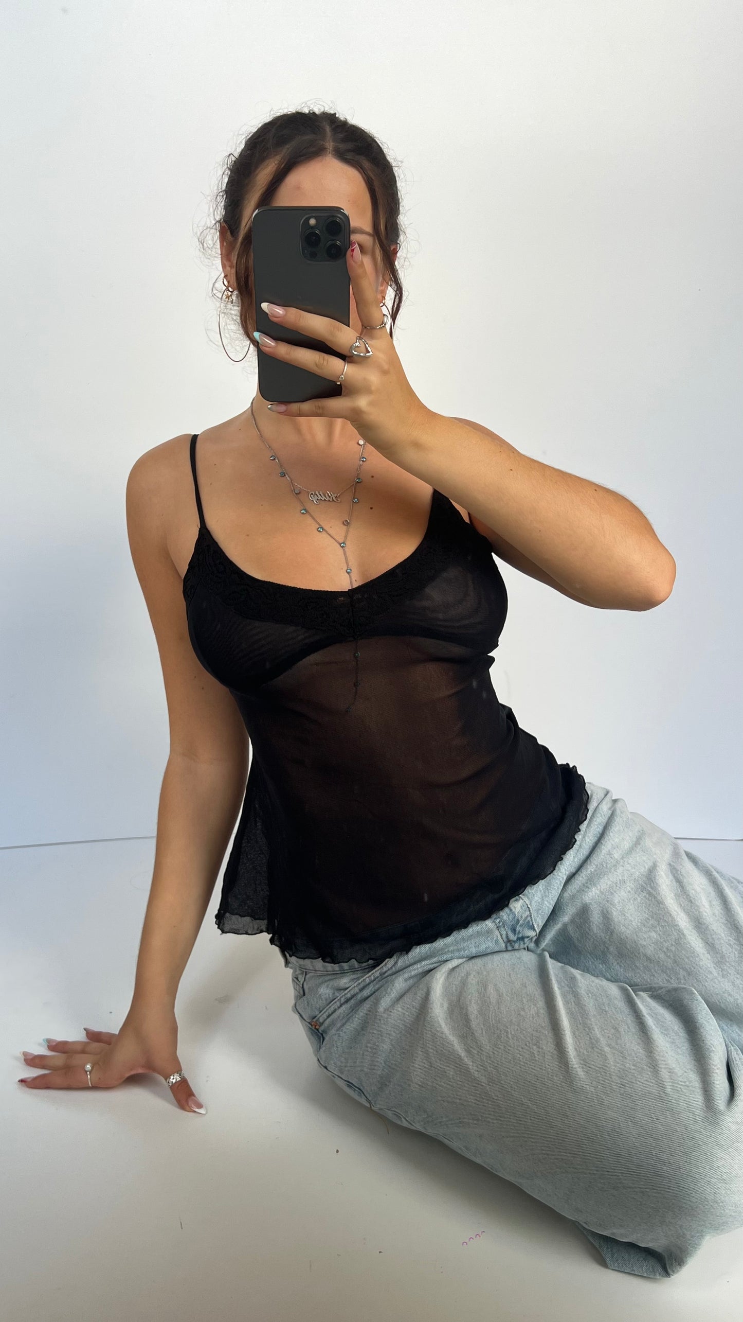 00s black mesh cami- size M