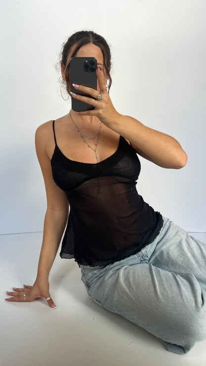 00s black mesh cami- size M
