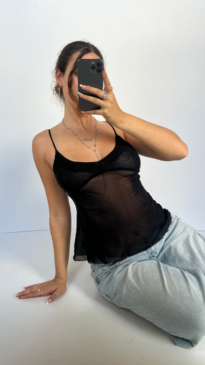 00s black mesh cami- size M