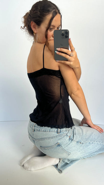 00s black mesh cami- size M