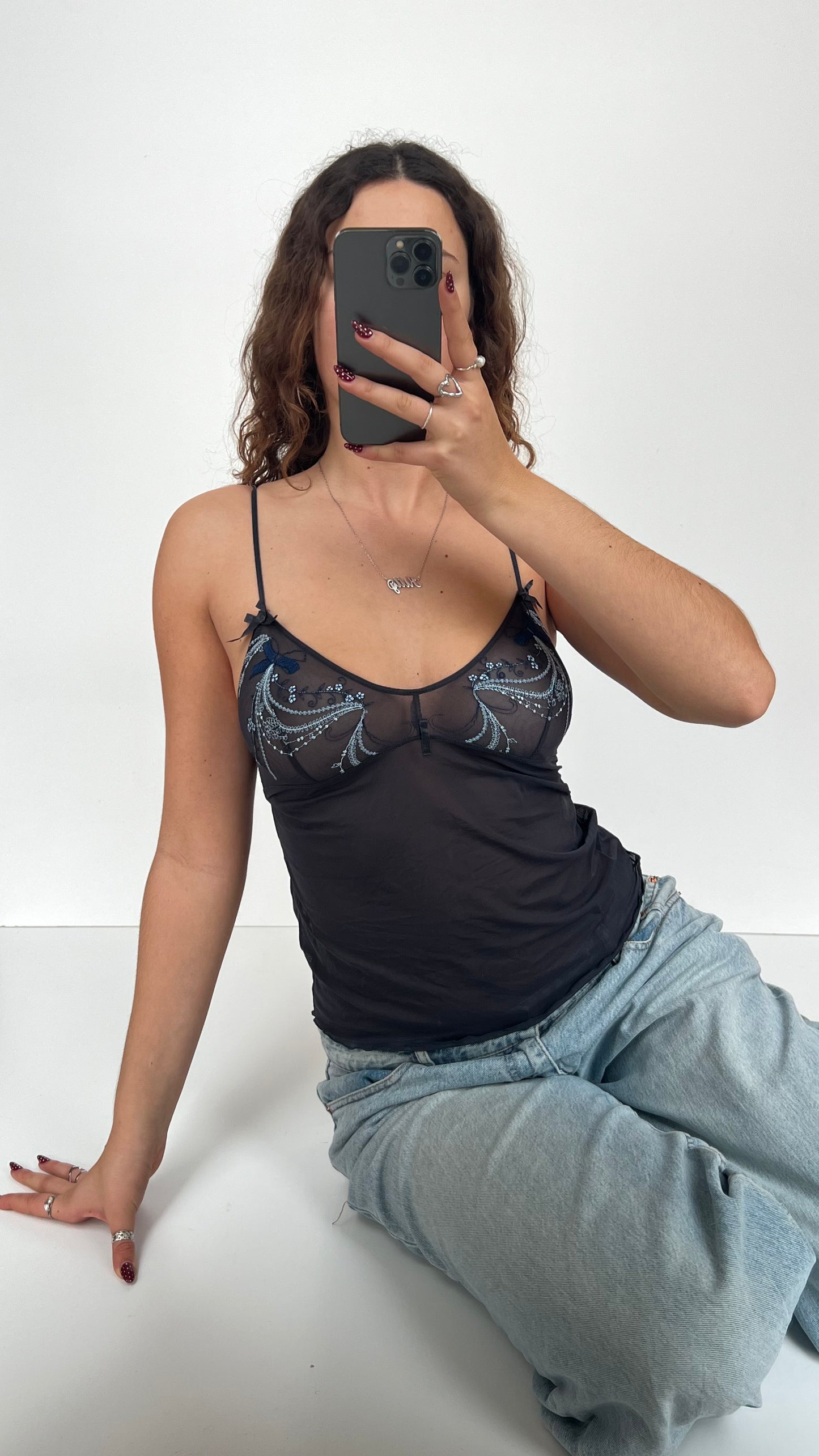 00s navy mesh cami- size M