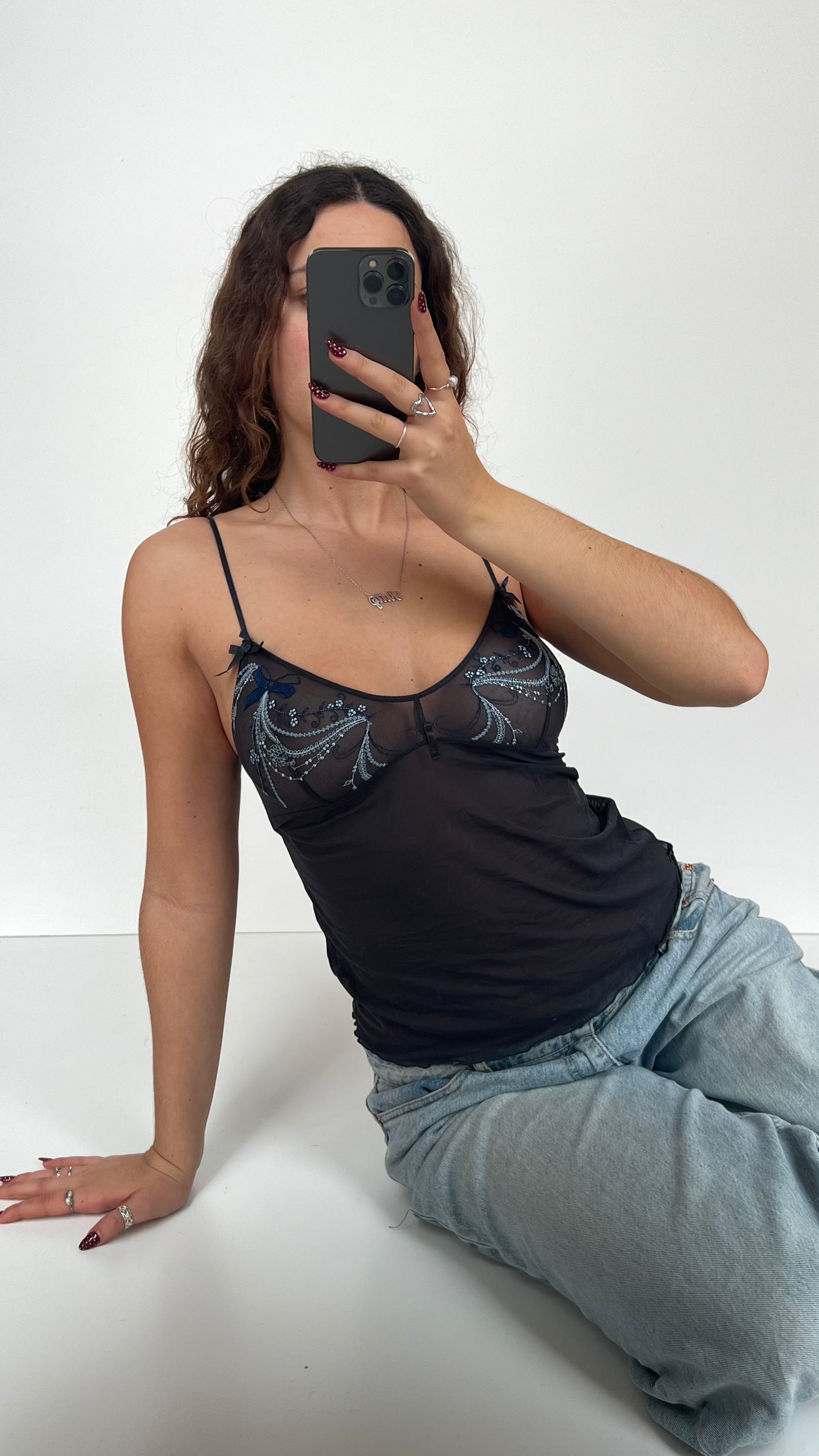 00s navy mesh cami- size M