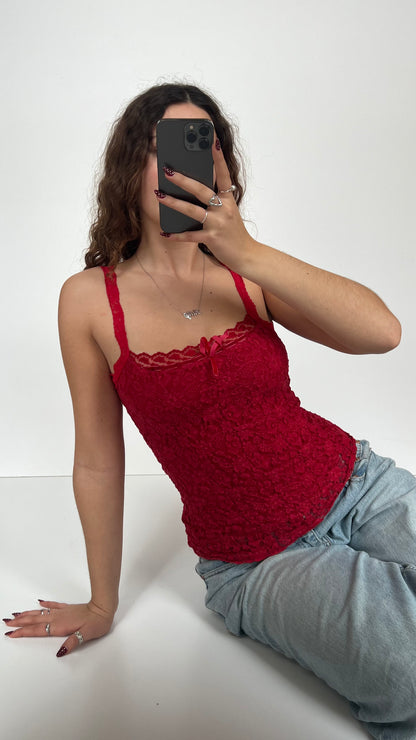 00s red lace cami- size S