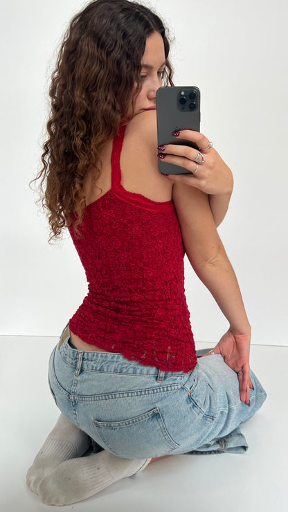 00s red lace cami- size S