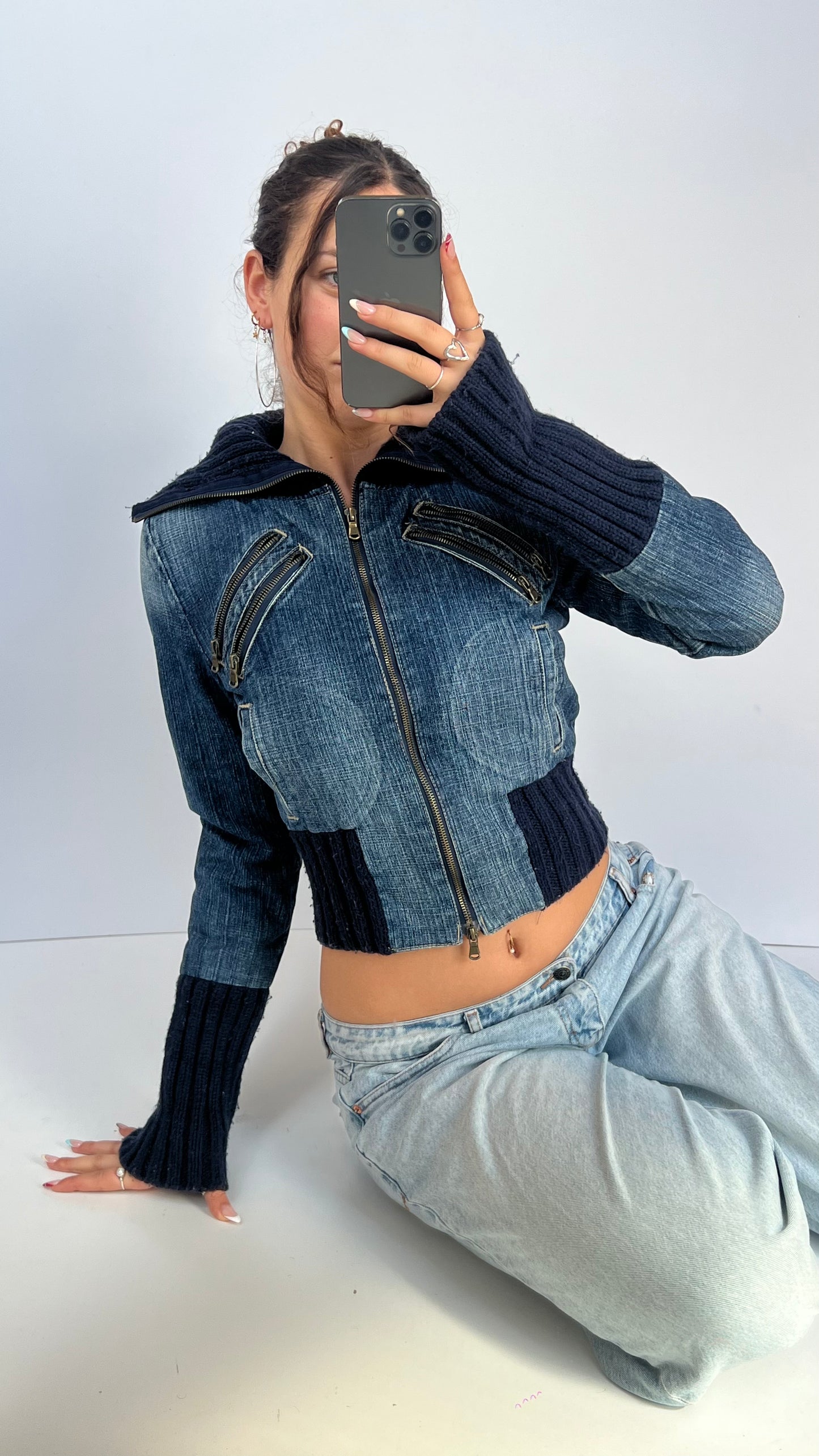 00s denim cinch jacket- size M