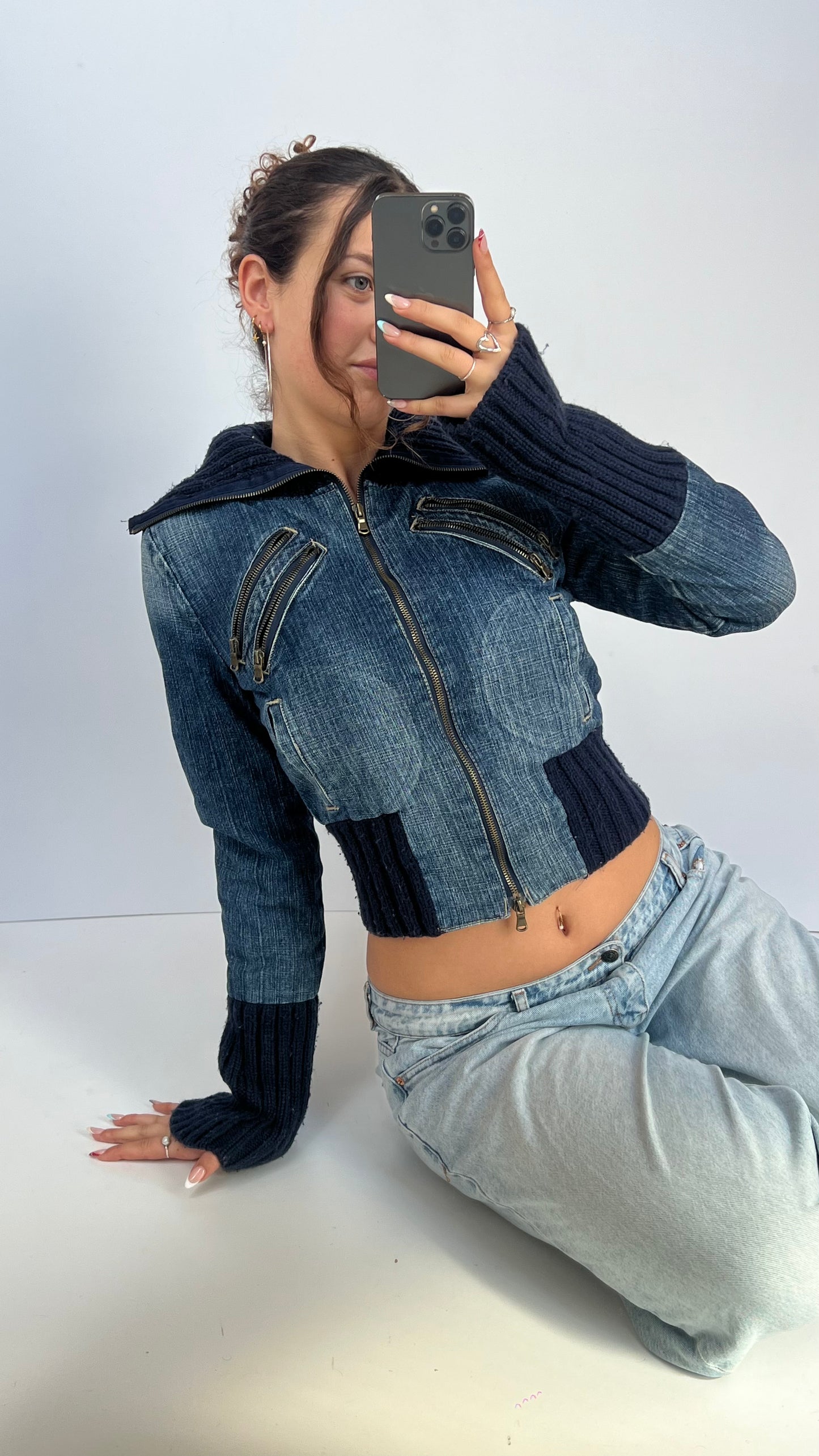 00s denim cinch jacket- size M