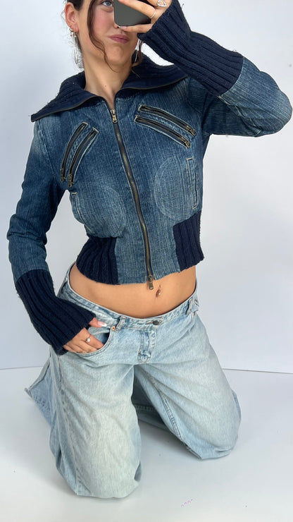 00s denim cinch jacket- size M