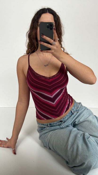 00s pink striped cami- size S