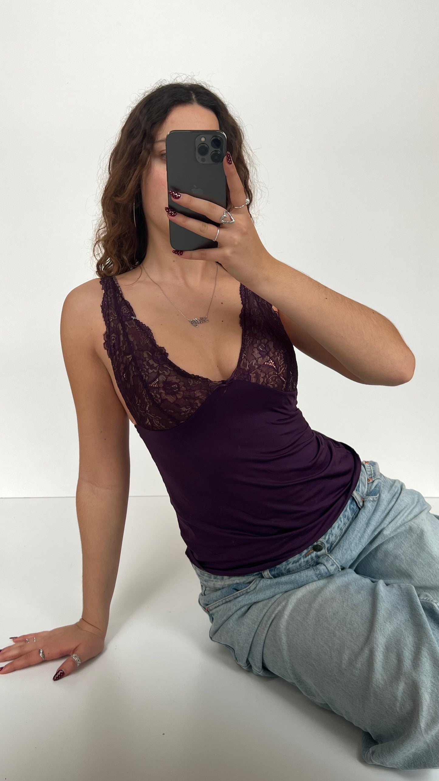 00s purple lace cami- size S