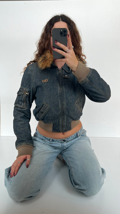 00s Guess denim bomber jacket- size S