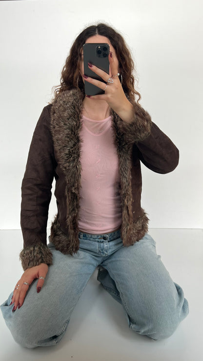 00s brown afghan jacket- size S