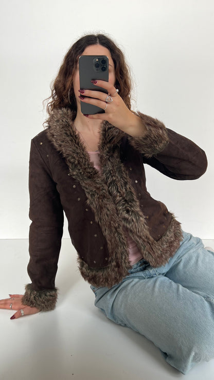 00s brown afghan jacket- size S