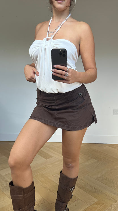 00s brown cargo mini skirt- size M