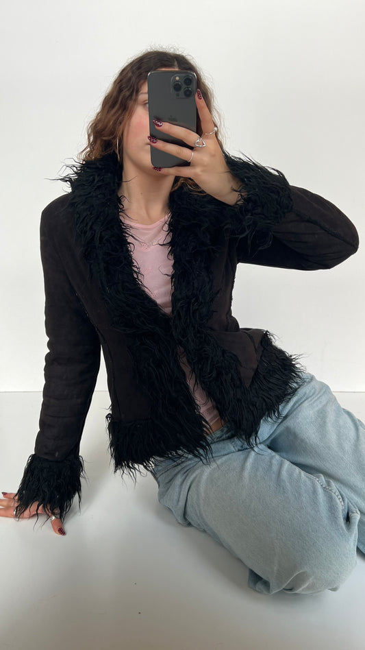 00s black afghan coat- size M