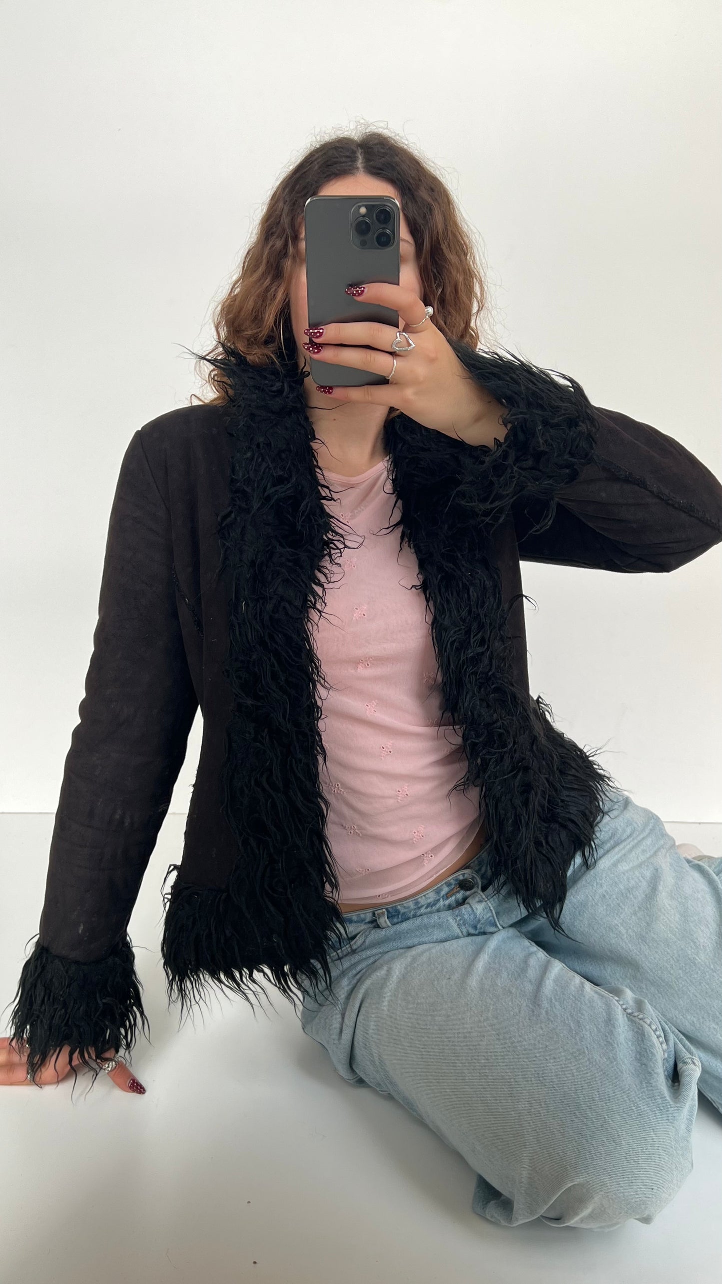 00s black afghan coat- size M