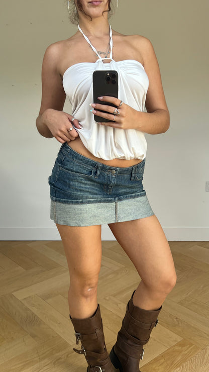 00s denim mini skirt- size M