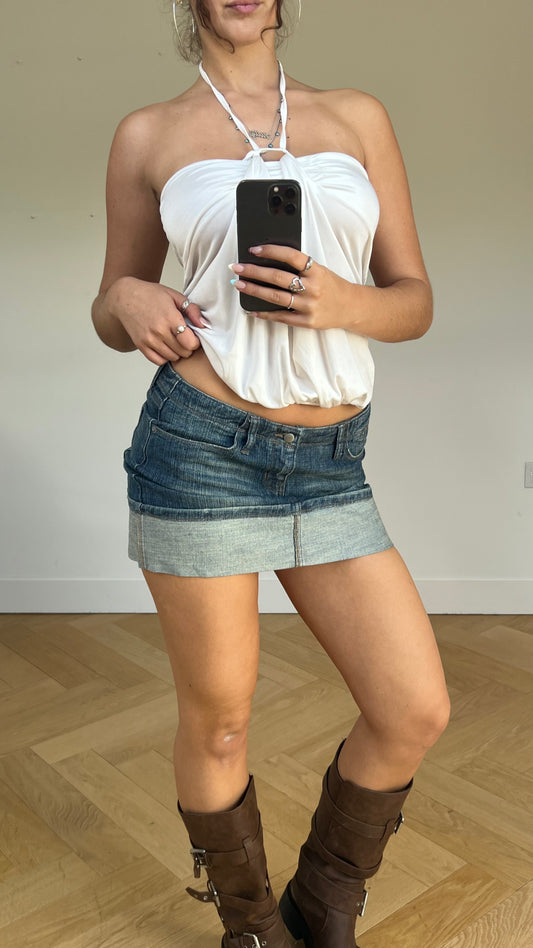 00s denim mini skirt- size M