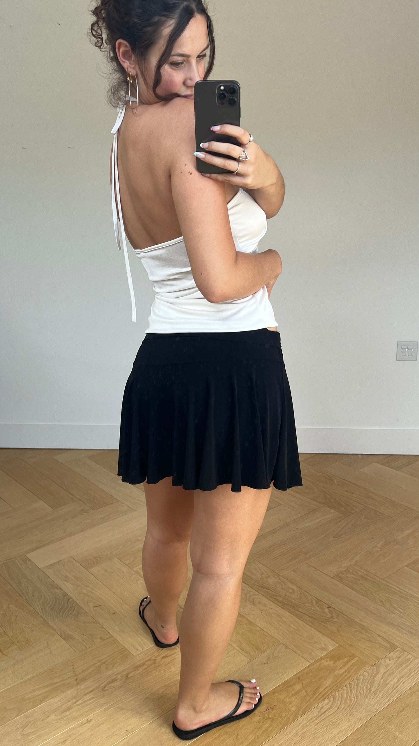 00s black diamanté mini skirt- size M