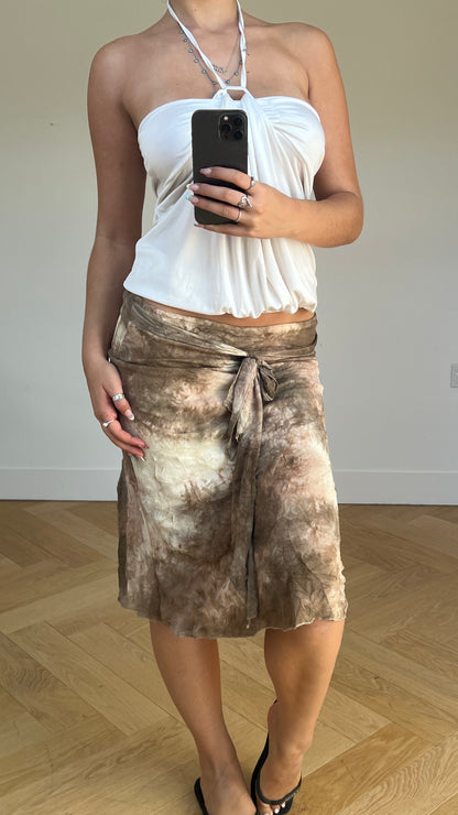 00s brown mesh midi skirt- size M