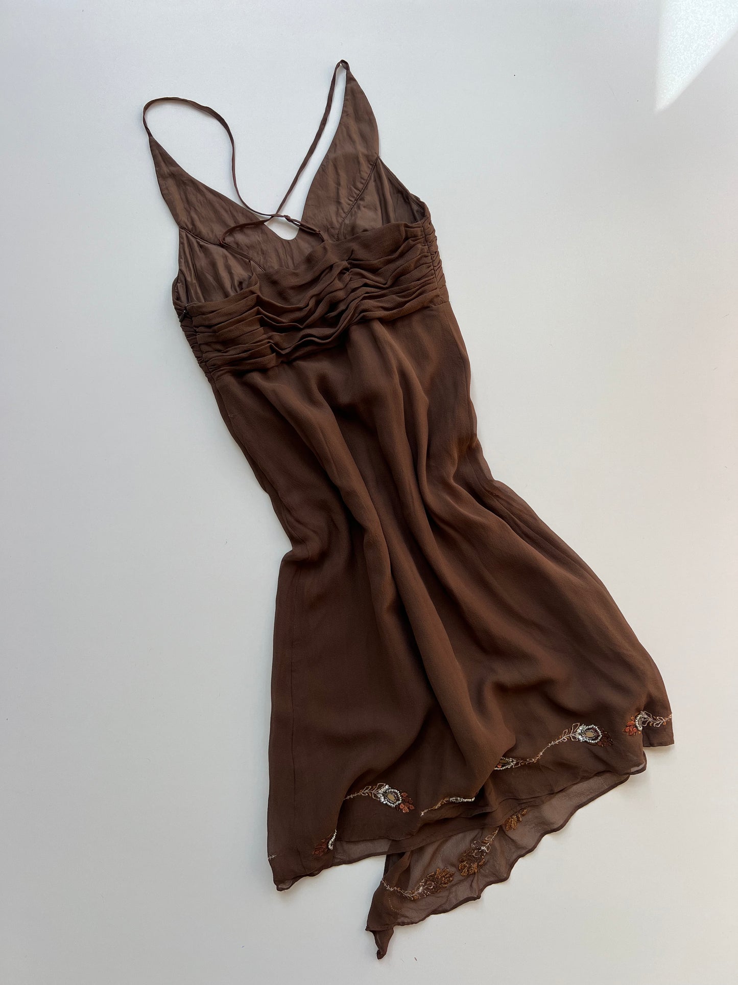 00s brown sequin midi dress- size S
