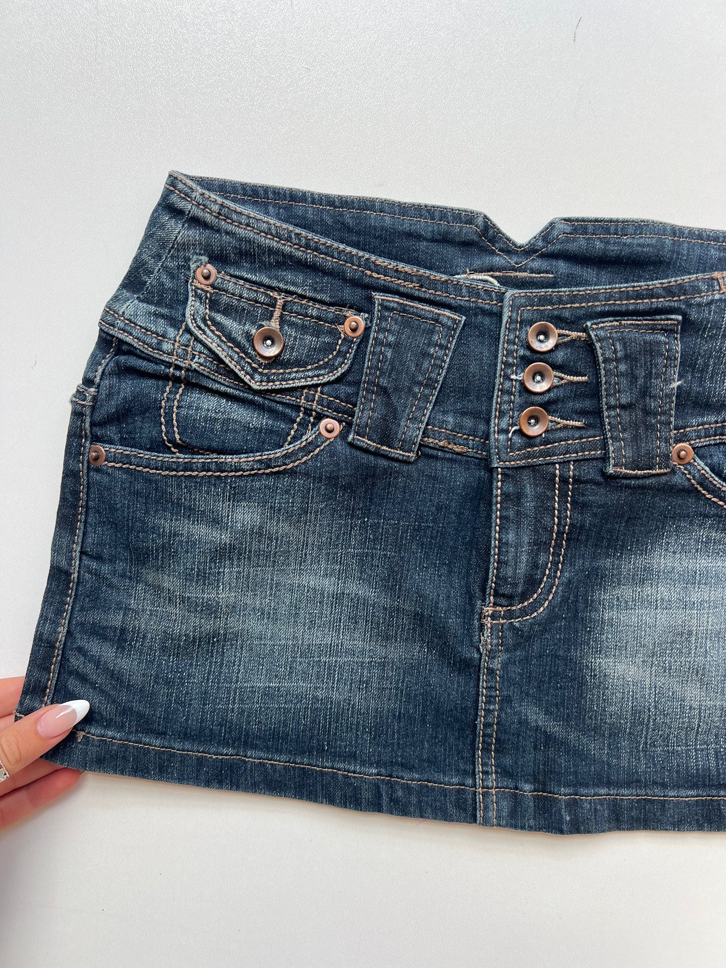 00s denim mini skirt- size XS